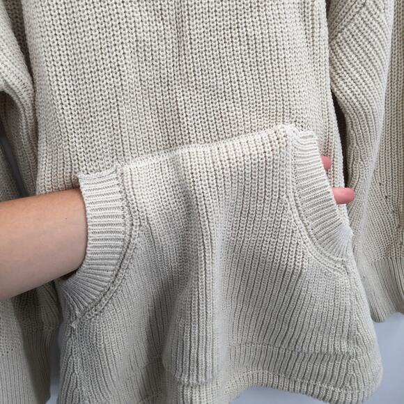 RDI Tunic Sweater Mock Neck Kangaroo Pockets Ribbed White Beach Size Medium - Picture 6 of 8